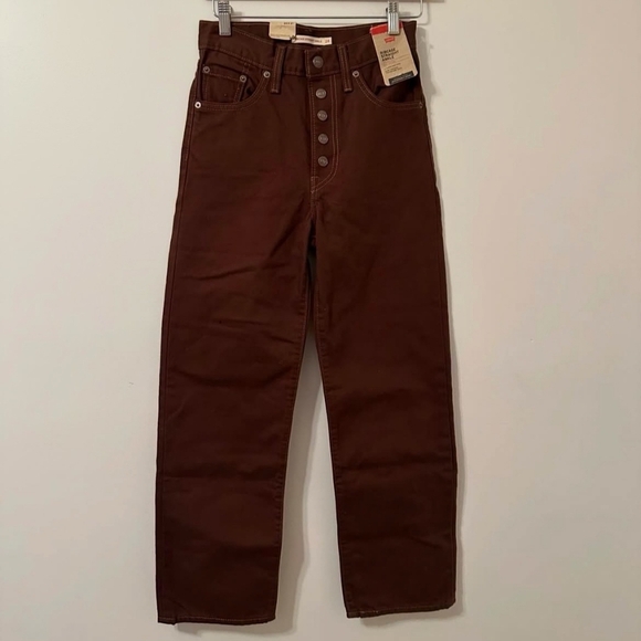 Levi's  ribcage cropped chocolate pant NWT size 31 - Picture 1 of 4